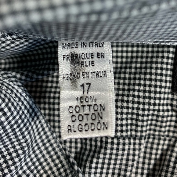 Ralph Lauren Men's‎ Black White Check Button Down Dress Shirt Size 17 / Large - Picture 6 of 8
